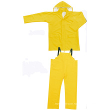 Yellow Color PVC / Polyester Waterproof Two-Piece Rainsuit